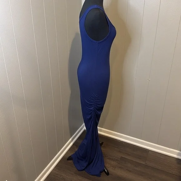 Victoria's Secret Women’s Small Blue Ruched Side Sleeveless Stretch Maxi Dress - Picture 3 of 8